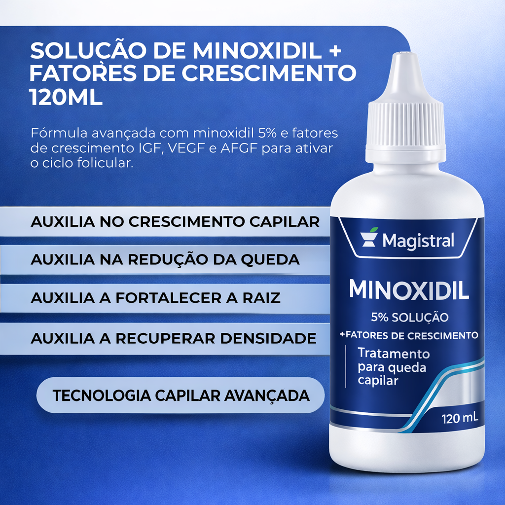 Solução De Minoxidil + Fatores De Crescimento 120mL